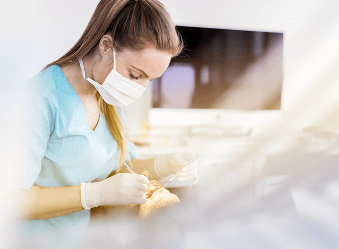 Dental assistant at work in the dental laboratory
